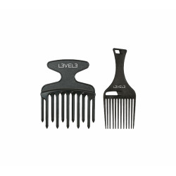 L3vel3 Set de 2 Peines Negros Afro