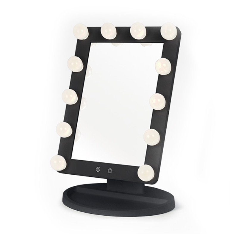Perfect Beauty Espejo Luz Tactil con Base, Electrico, 12 Luces Externas Light Stage Black