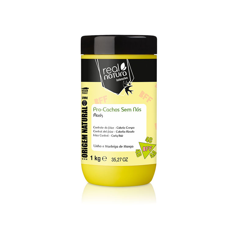 Real Natura Máscara Sem Sal Bff Pro-Cachos Sem Nós 1000gr
