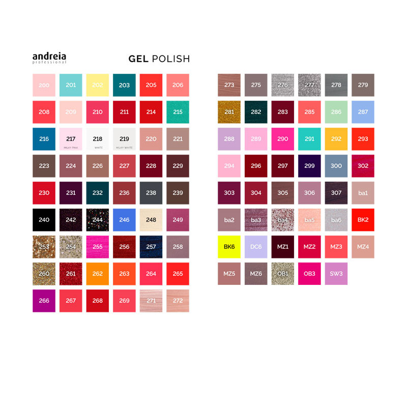 Andreia Carta de Colores Esmalte en Gel